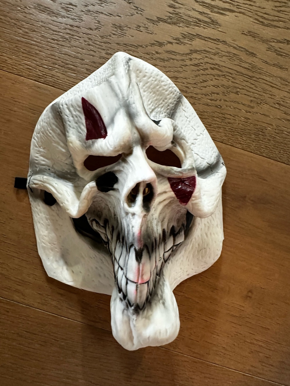 White Skull Decorative Mask with Red Accents - costume